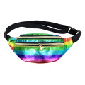 Custom Logo Fashion Women Ladies Waterproof Neon Bum Bags Colorful PU Leather Holographic Fanny Pack Sports Gym Running Waist Bag for Rave